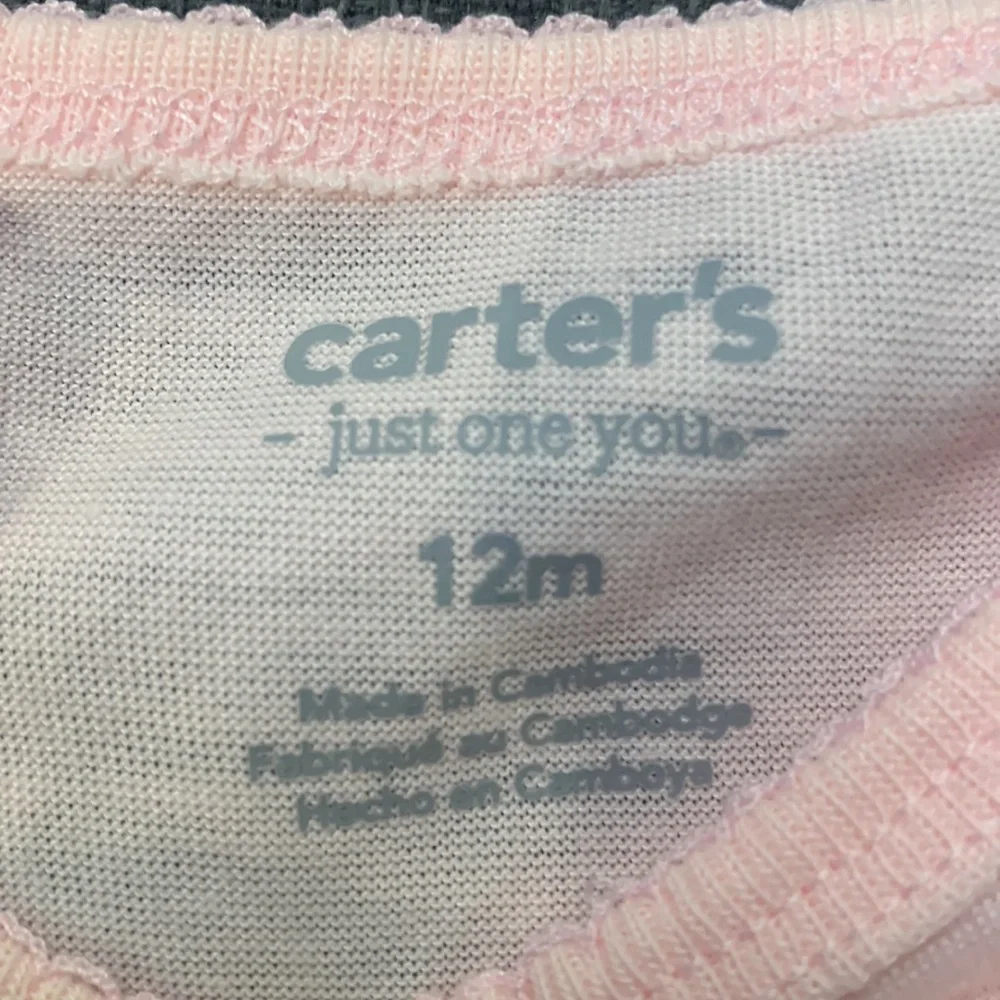 Carters NEW 3 Piece Shirt Shorts Dress Pink Purple 12 Mths Graphic “Fast Asleep”